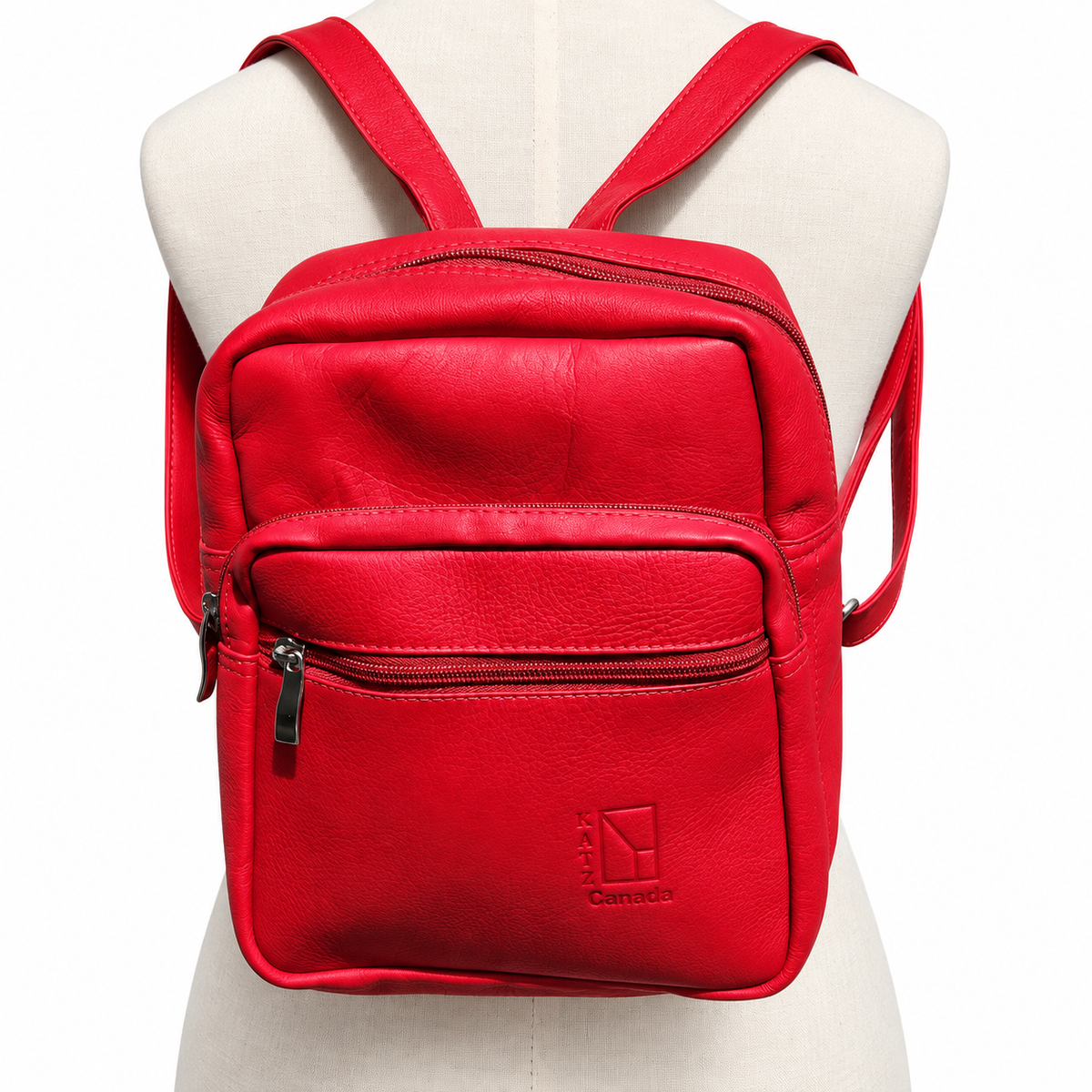 True Red Leather Rucksack Backpack