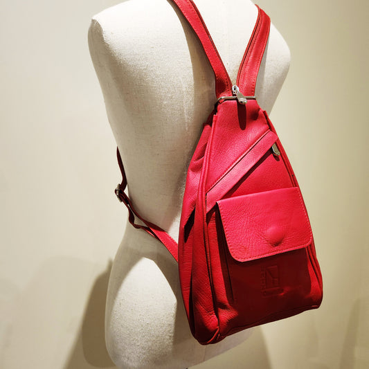 Red Leather Backpack & Purse