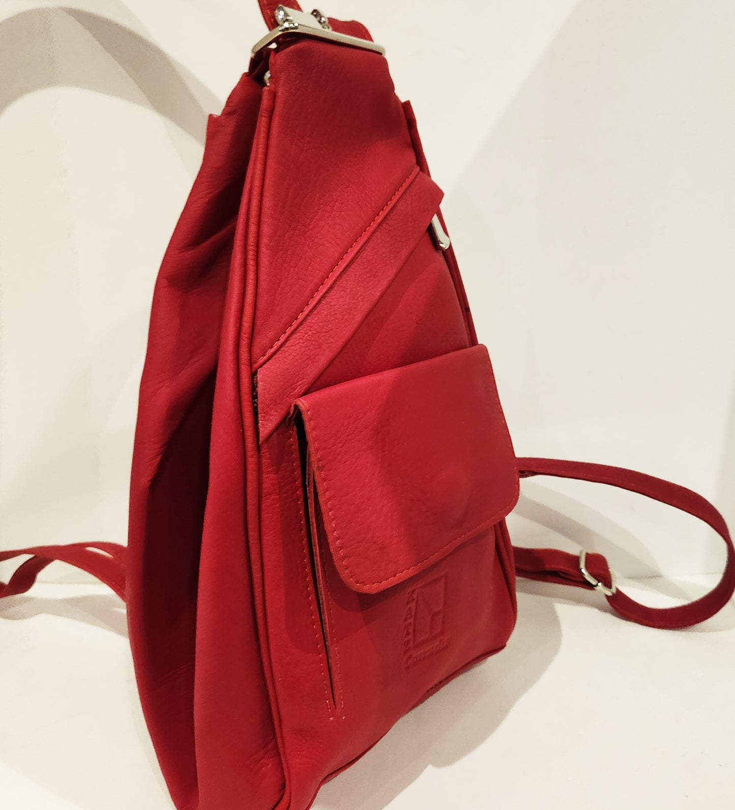Red Leather Backpack & Purse