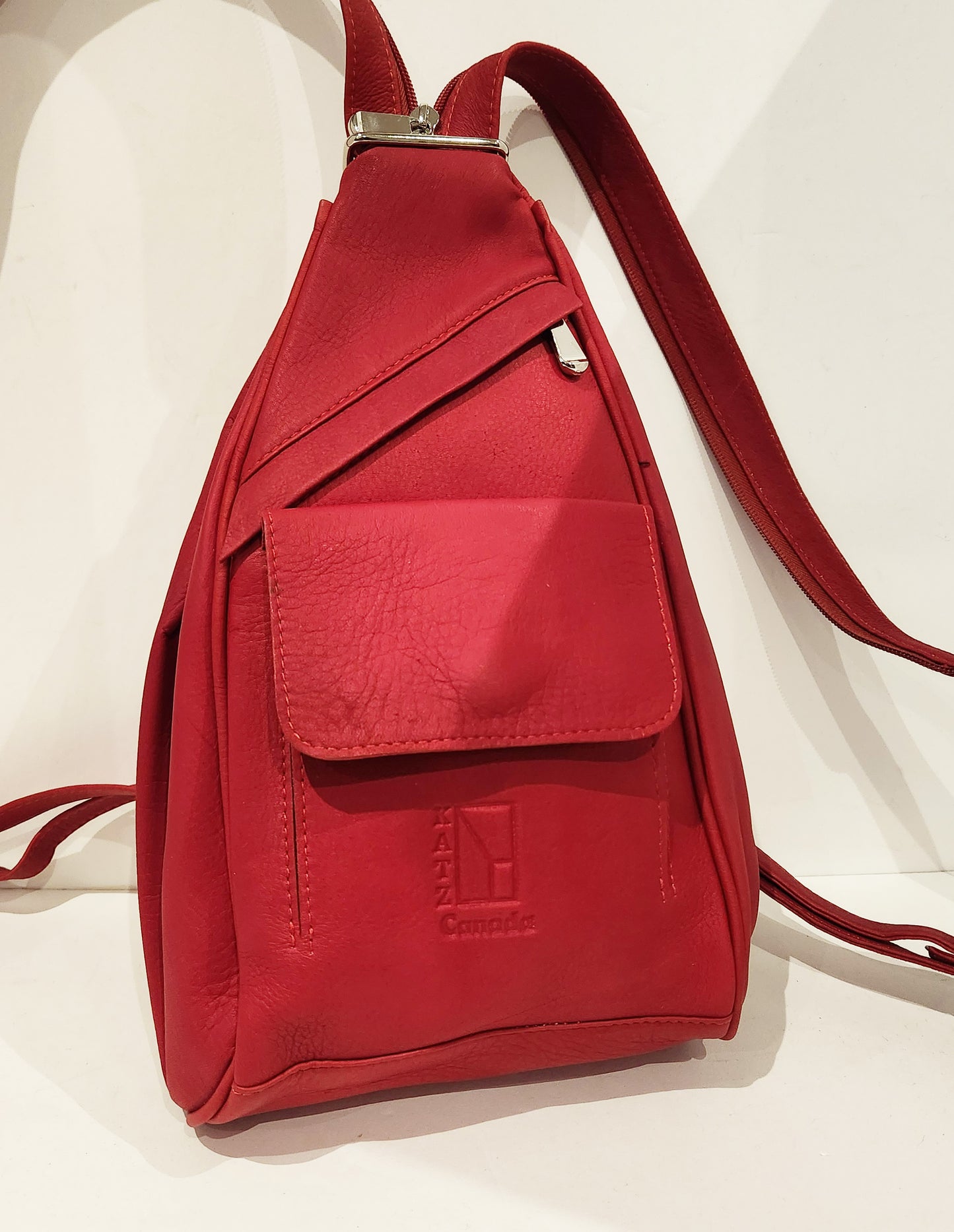 Red Leather Backpack & Purse