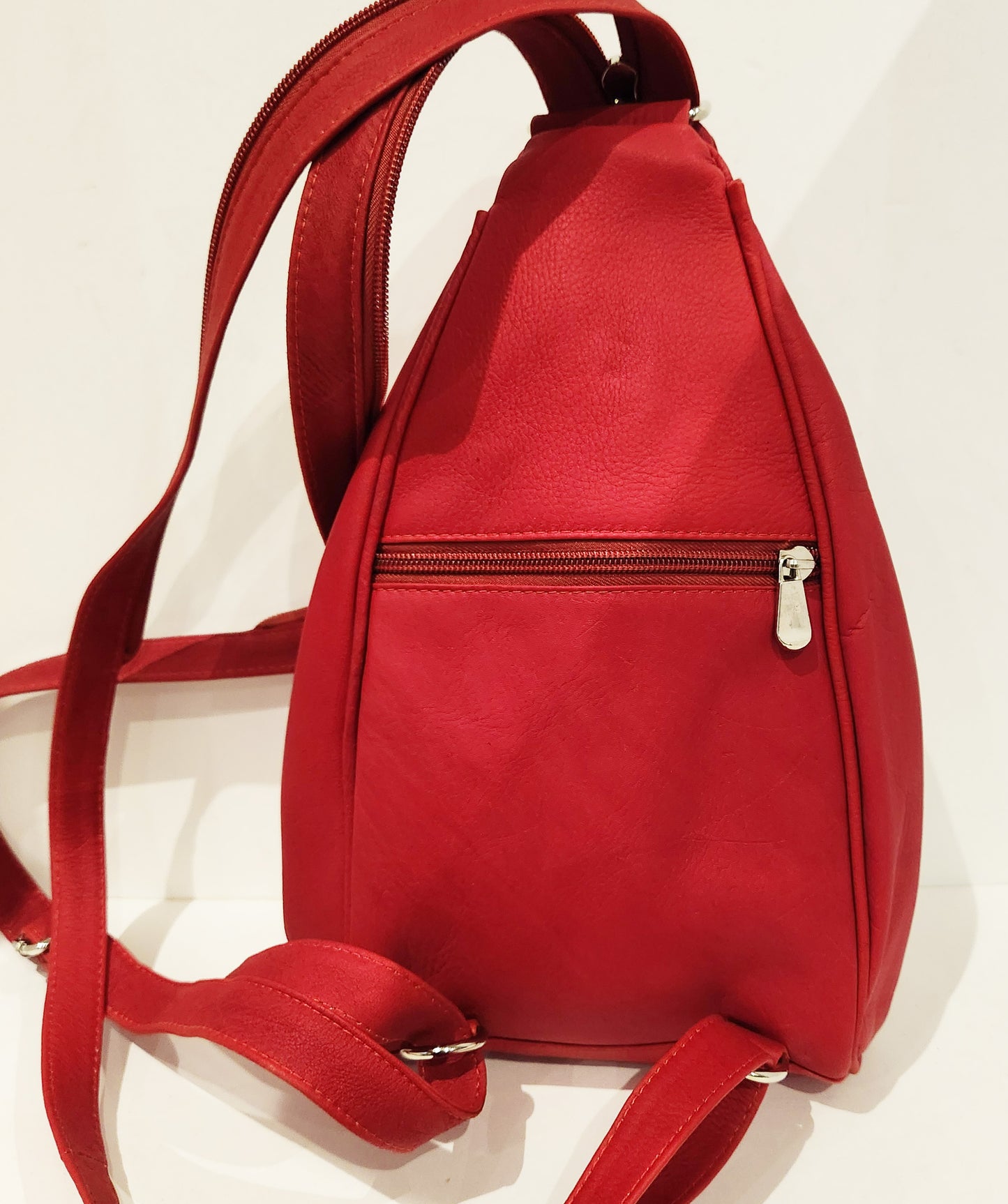 Red Leather Backpack & Purse