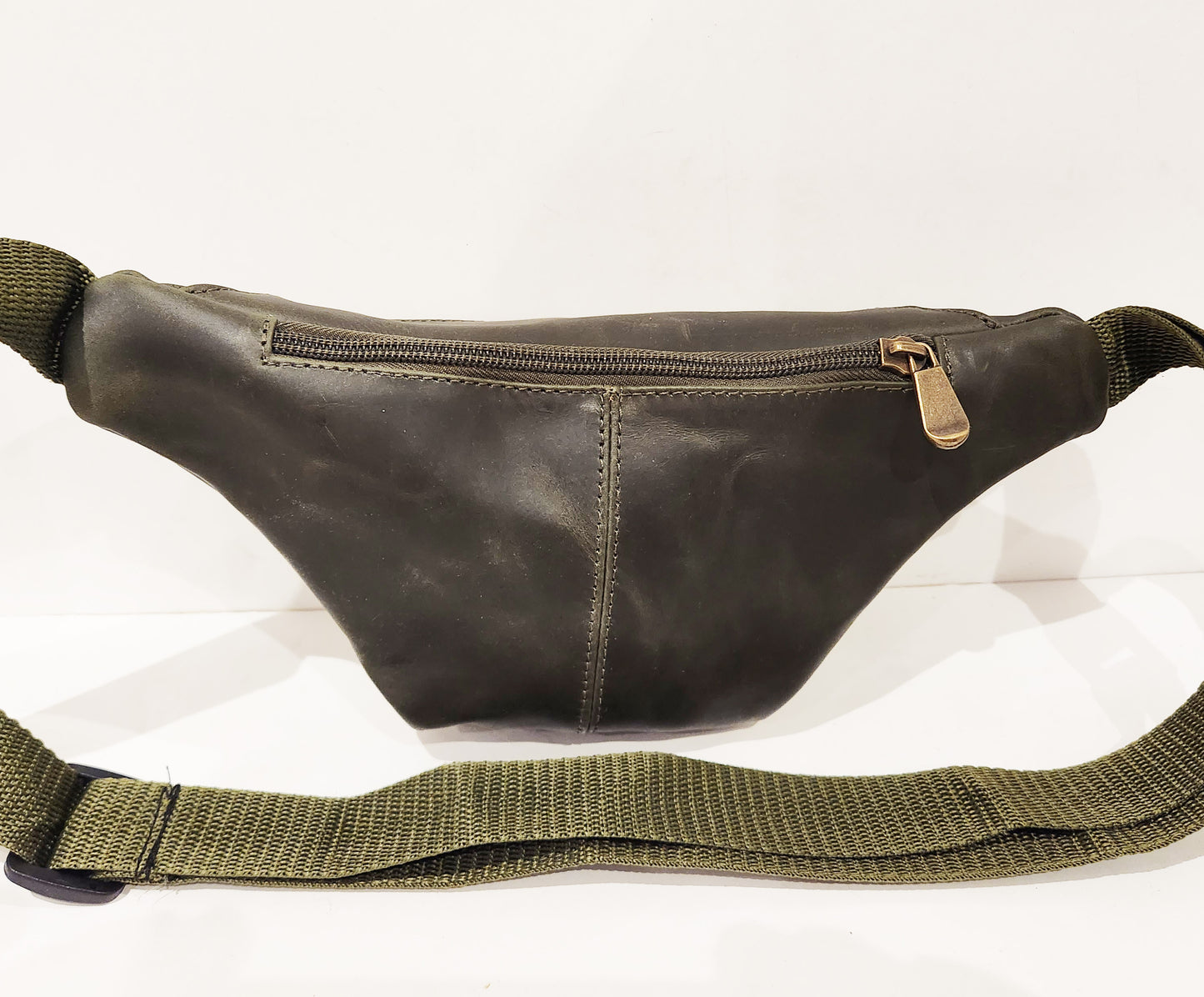 Green Leather Fanny Pack