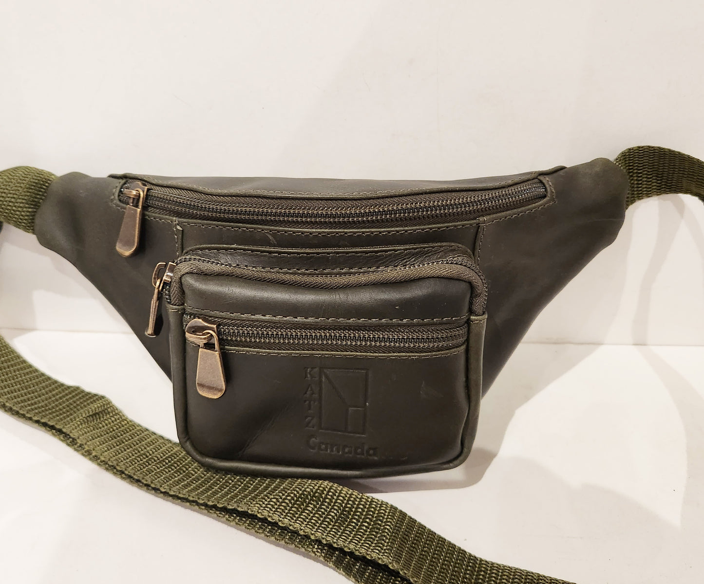 Green Leather Fanny Pack