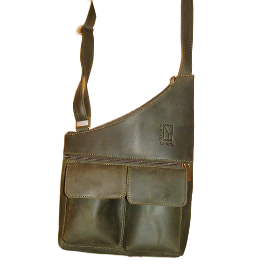 Green Leather Messenger Bag