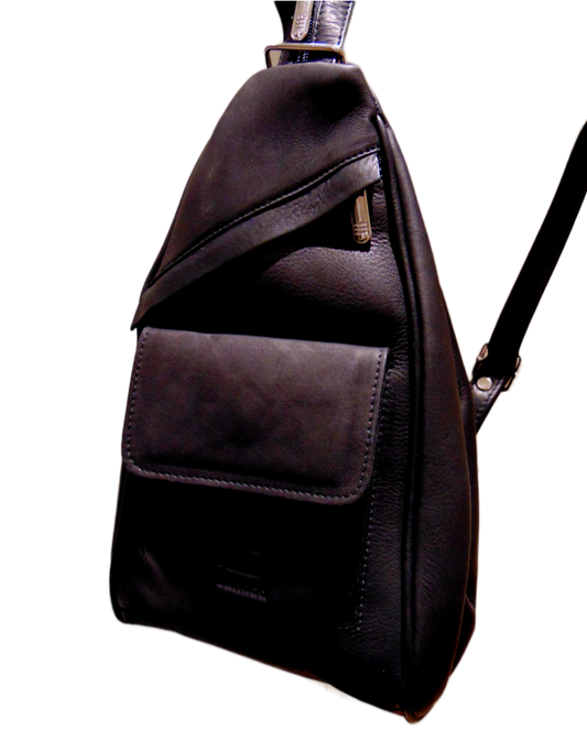 Black Leather Backpack & Purse