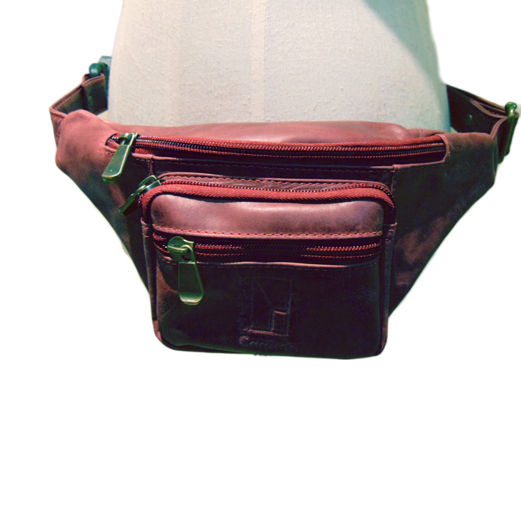 Genuine Leather Fanny Pack Dark Red