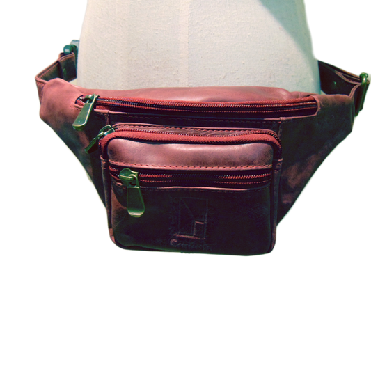 Genuine Leather Fanny Pack Dark Red