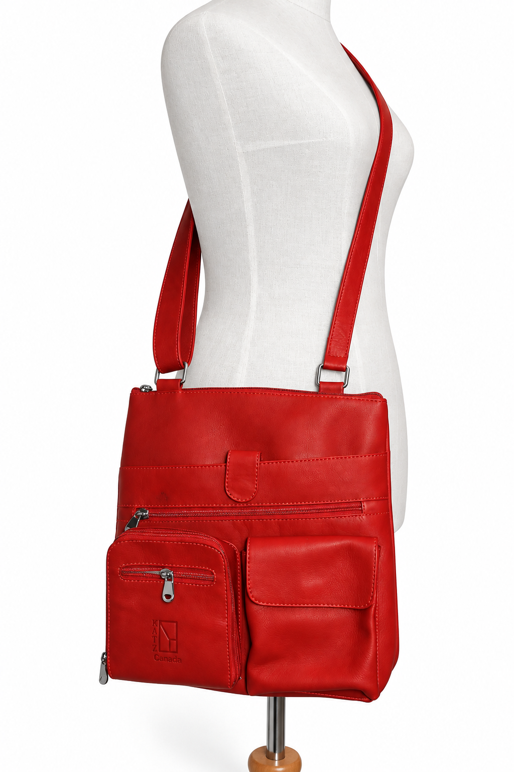 Red Leather Handbag Satchel Crossbody