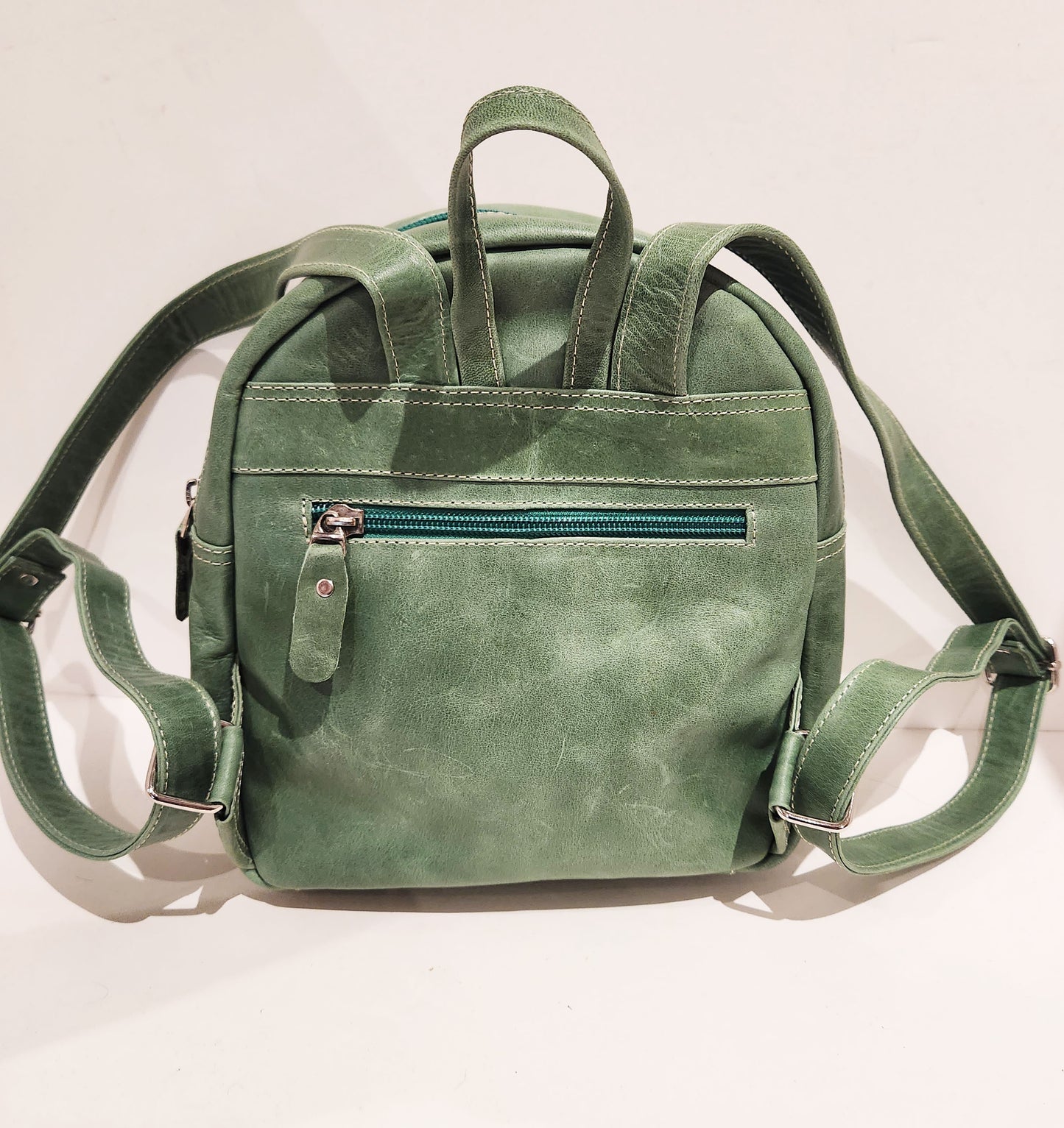 Small Green Leather Backpack