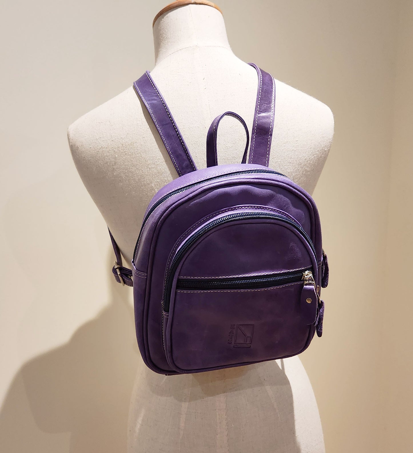 Small Purple Leather Backpack