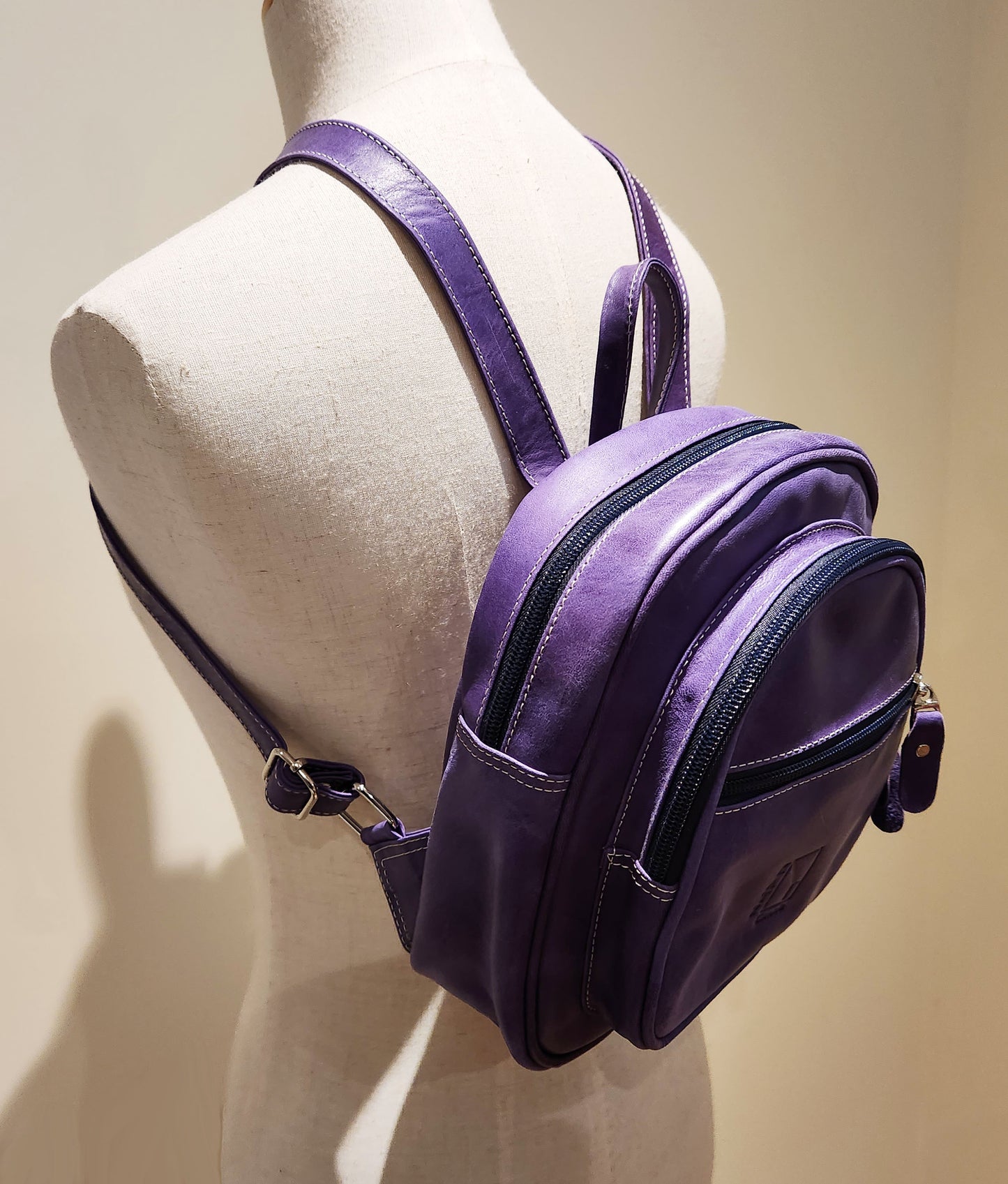 Small Purple Leather Backpack