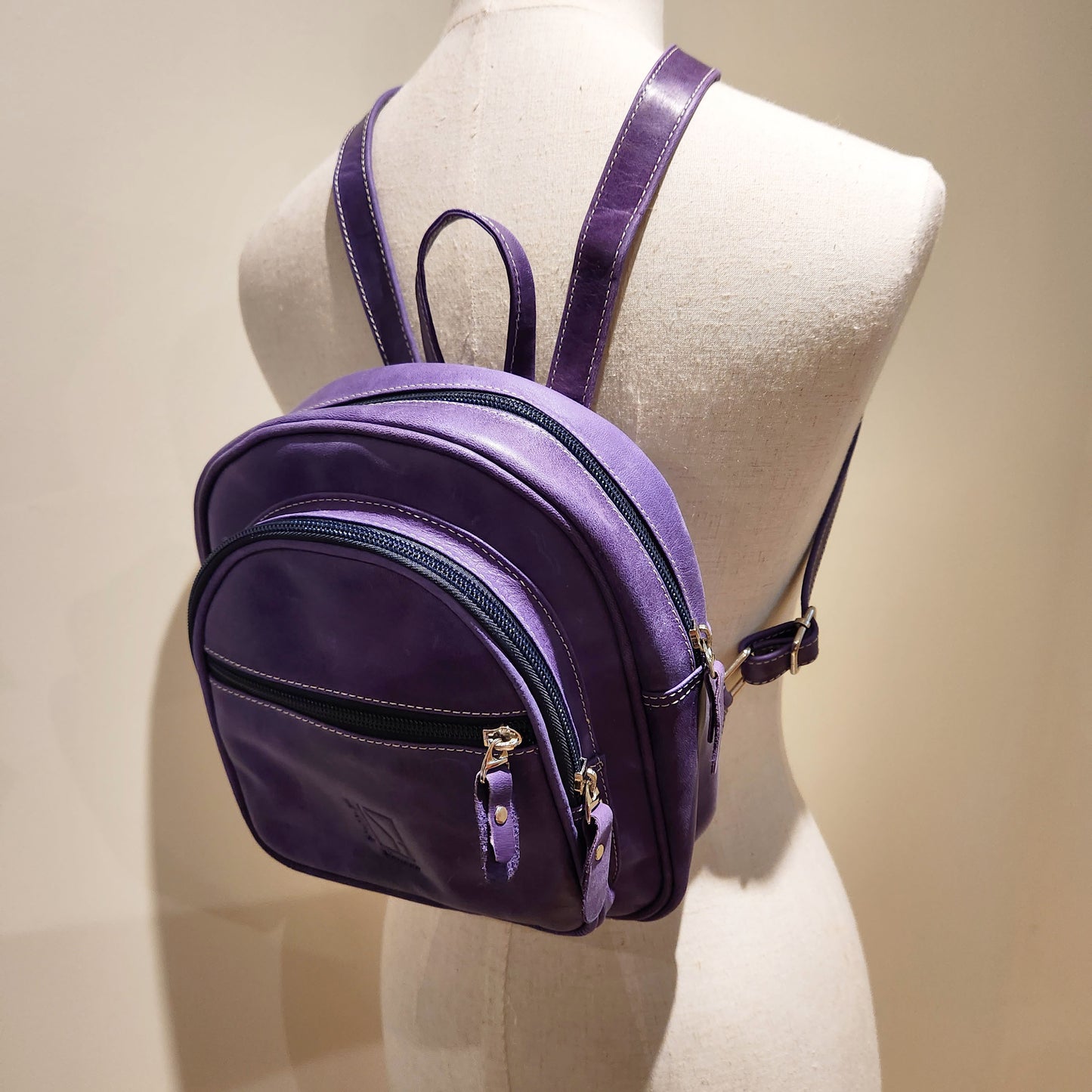 Small Purple Leather Backpack