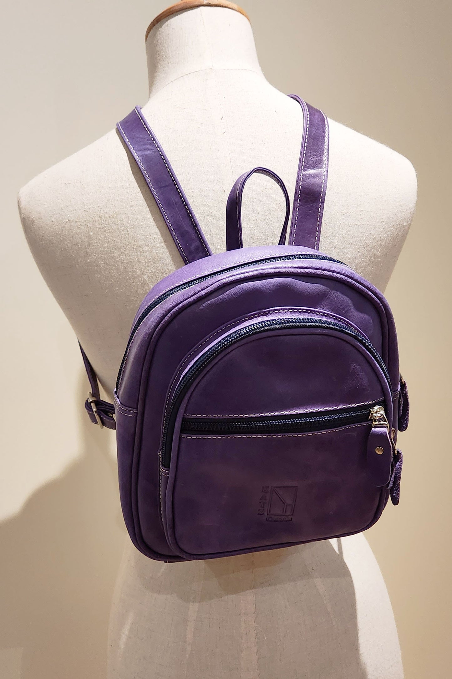 Small Purple Leather Backpack