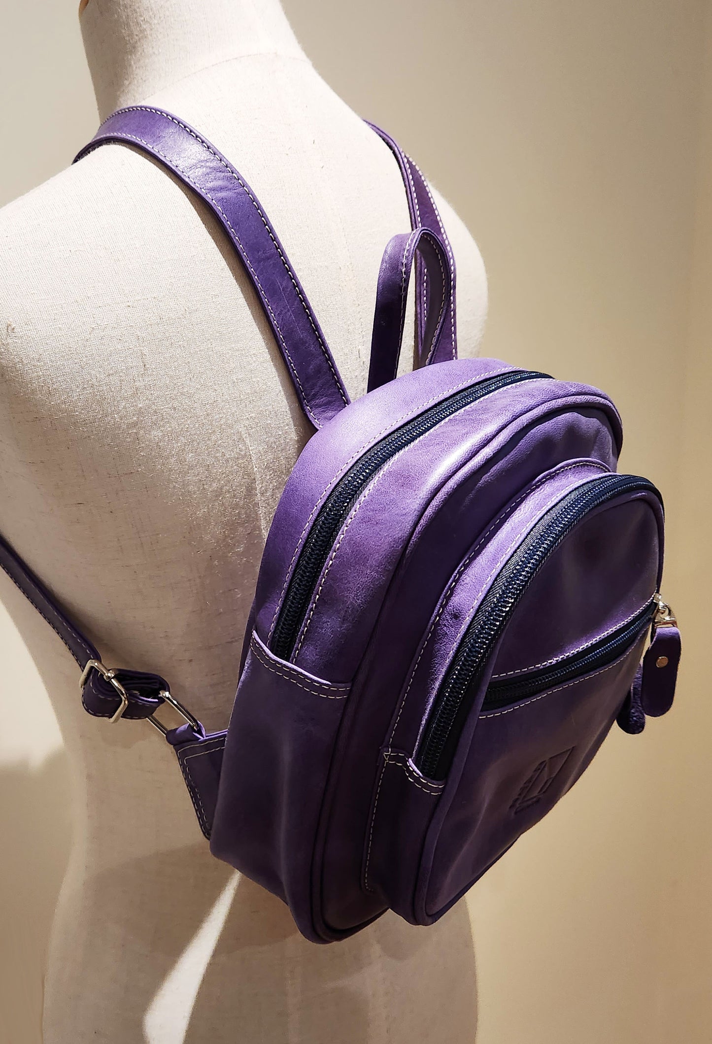 Small Purple Leather Backpack
