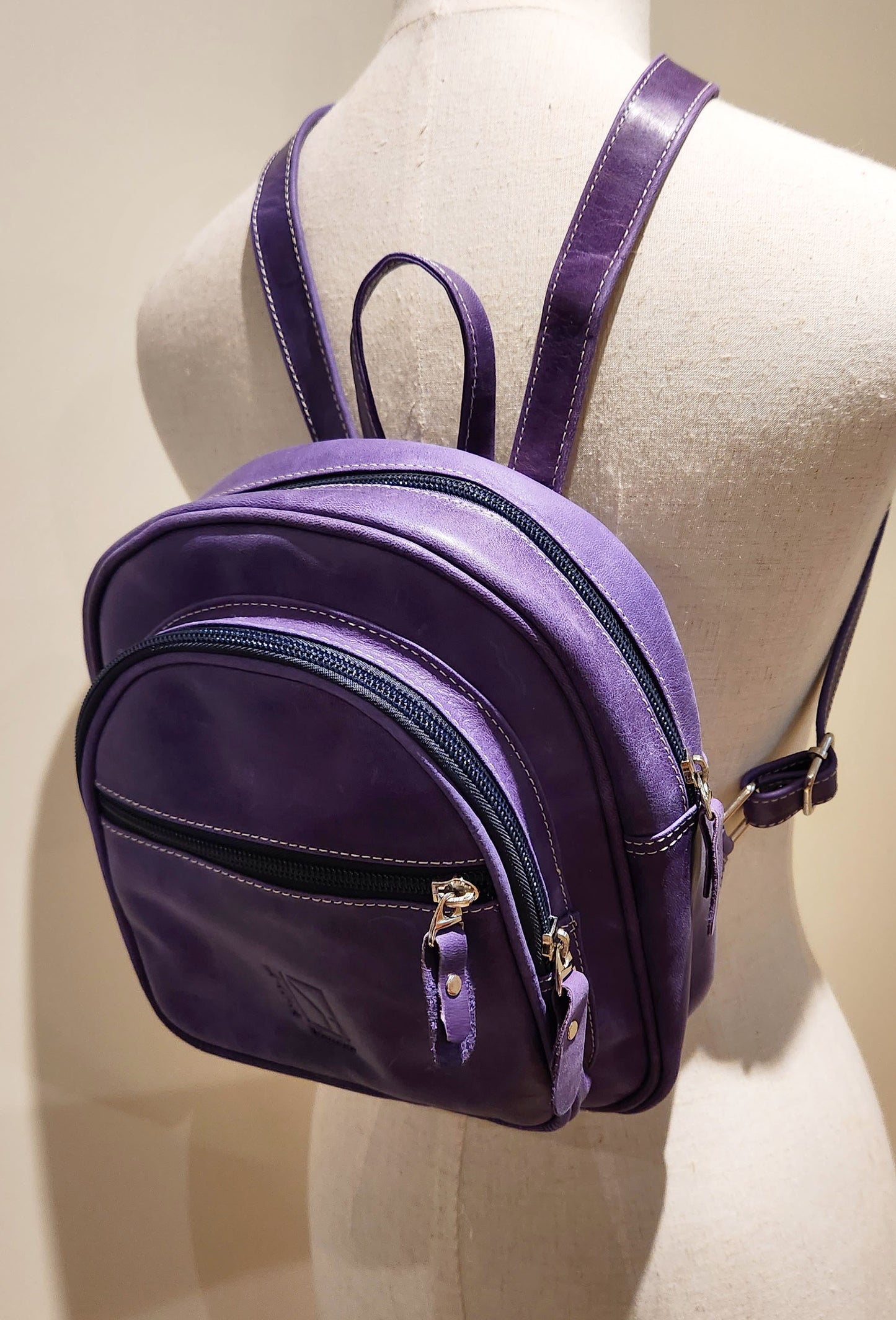 Small Purple Leather Backpack