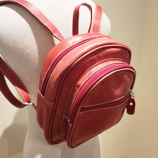 Dark Pink Leather Rucksack