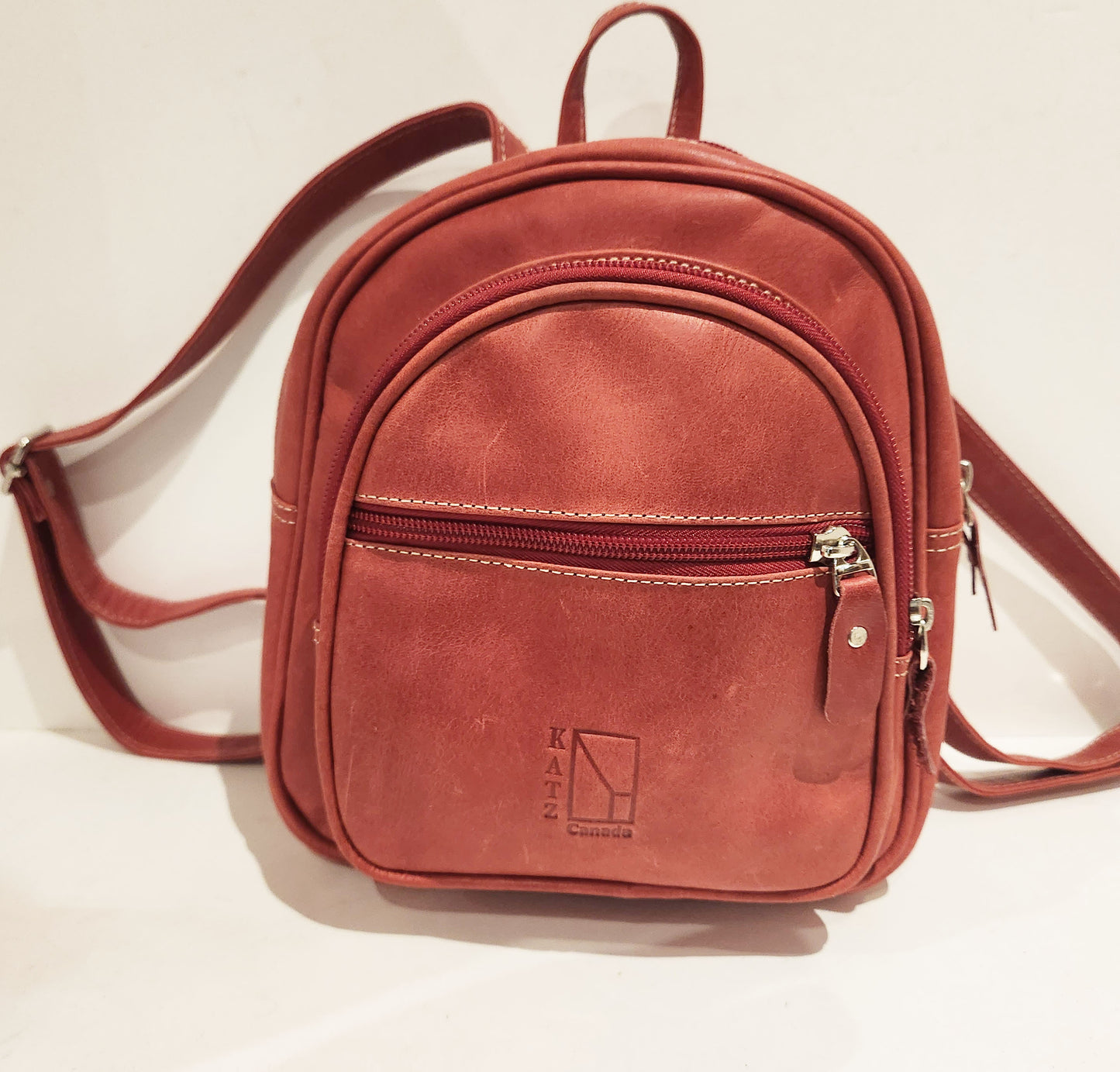 Dark Pink Leather Rucksack