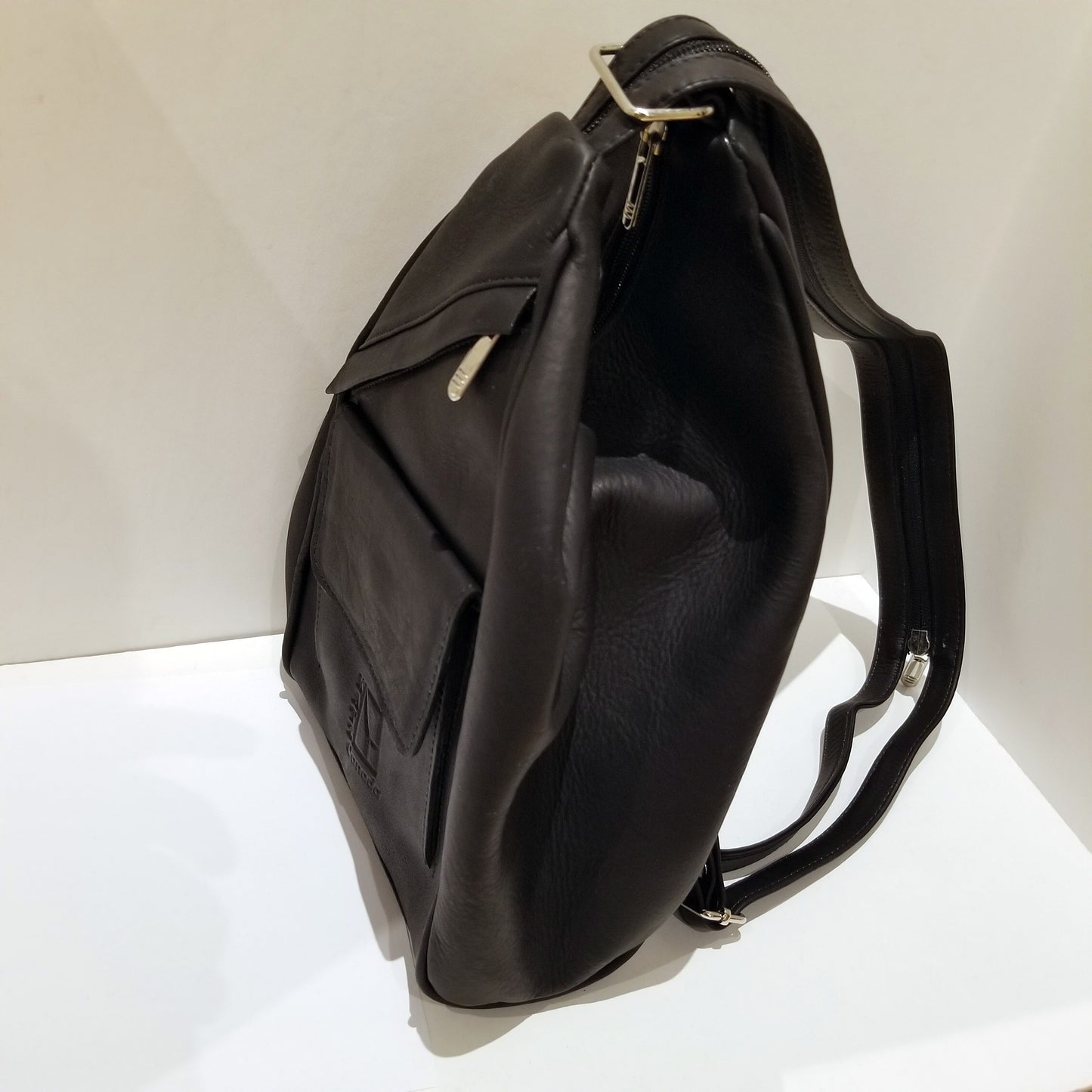 Black Leather Backpack & Purse