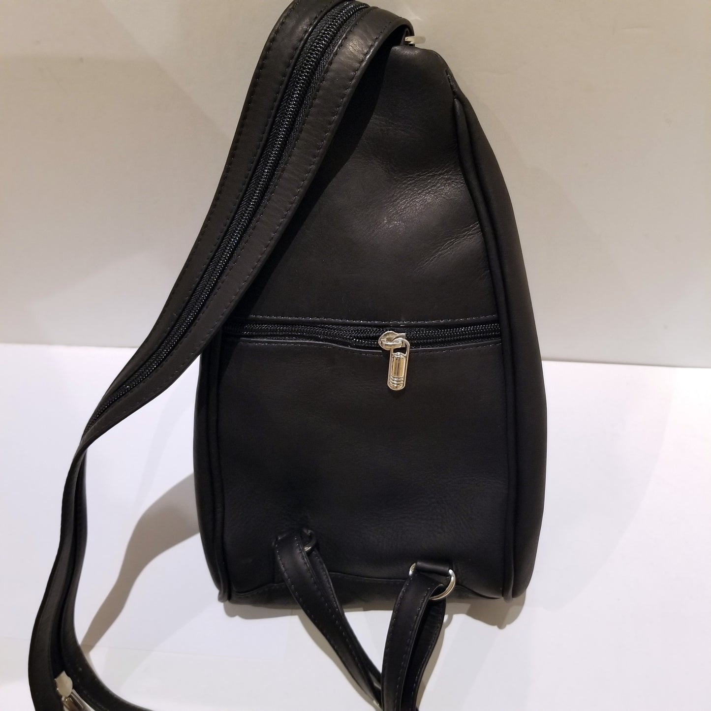 Black Leather Backpack & Purse