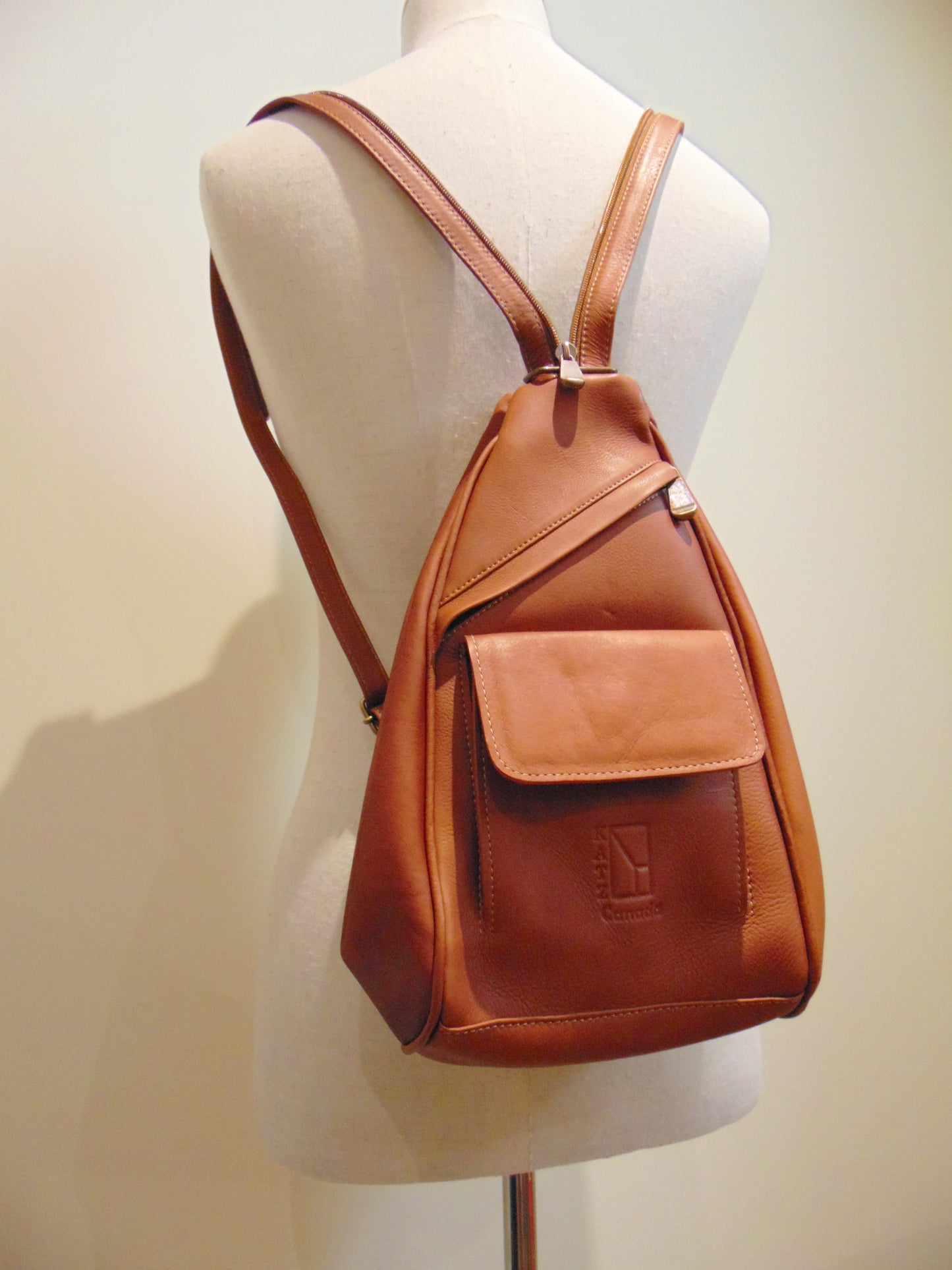 Small Tan Leather Backpack