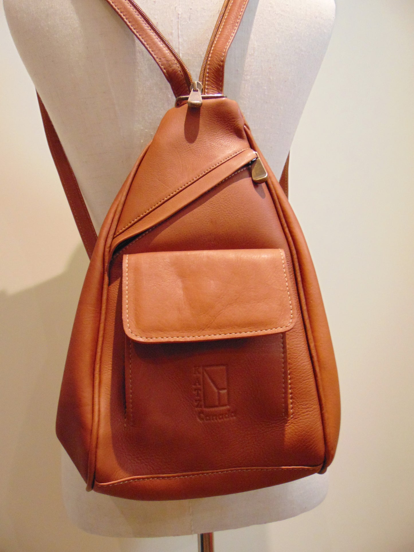 Small Tan Leather Backpack