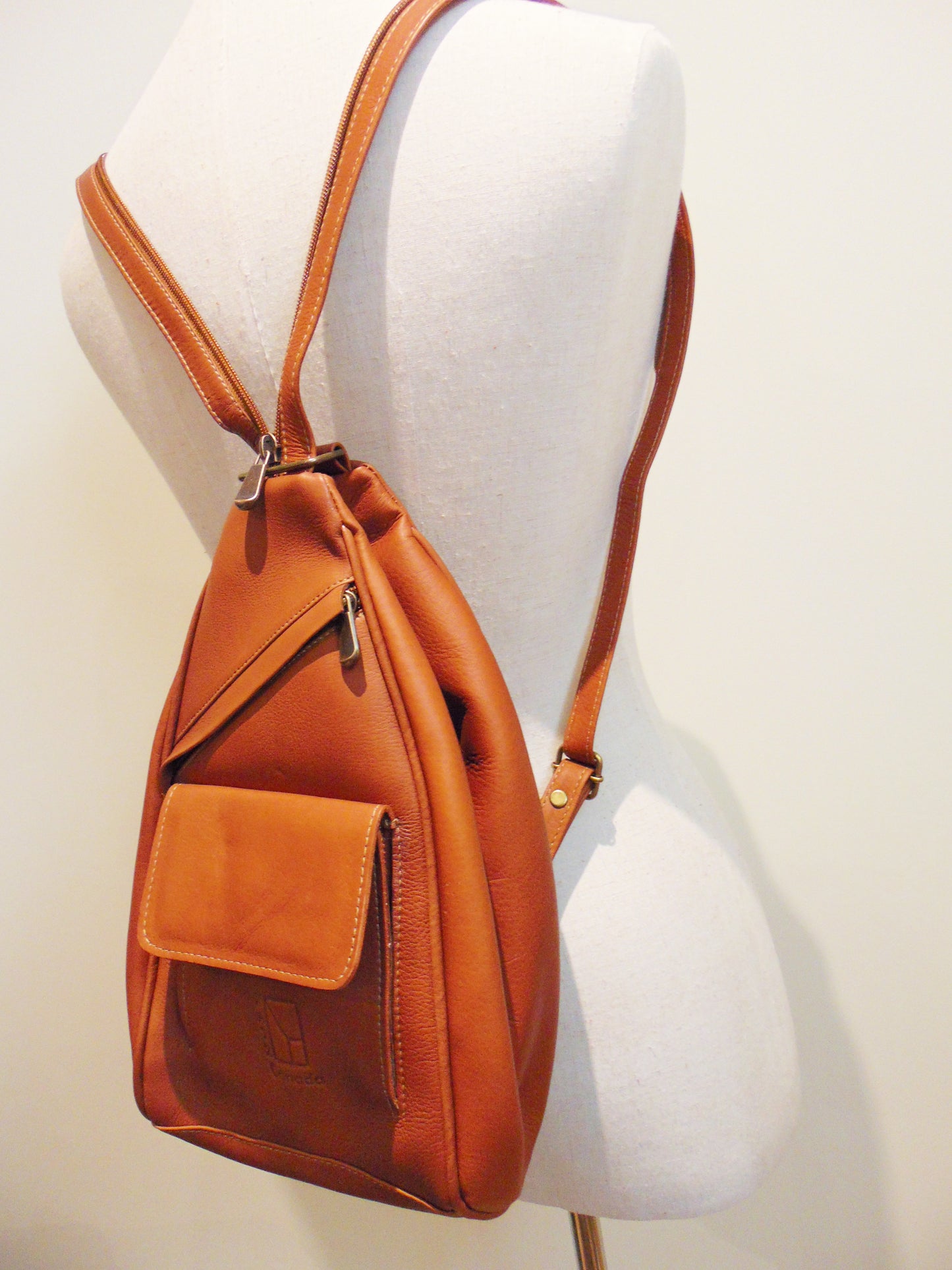 Small Tan Leather Backpack