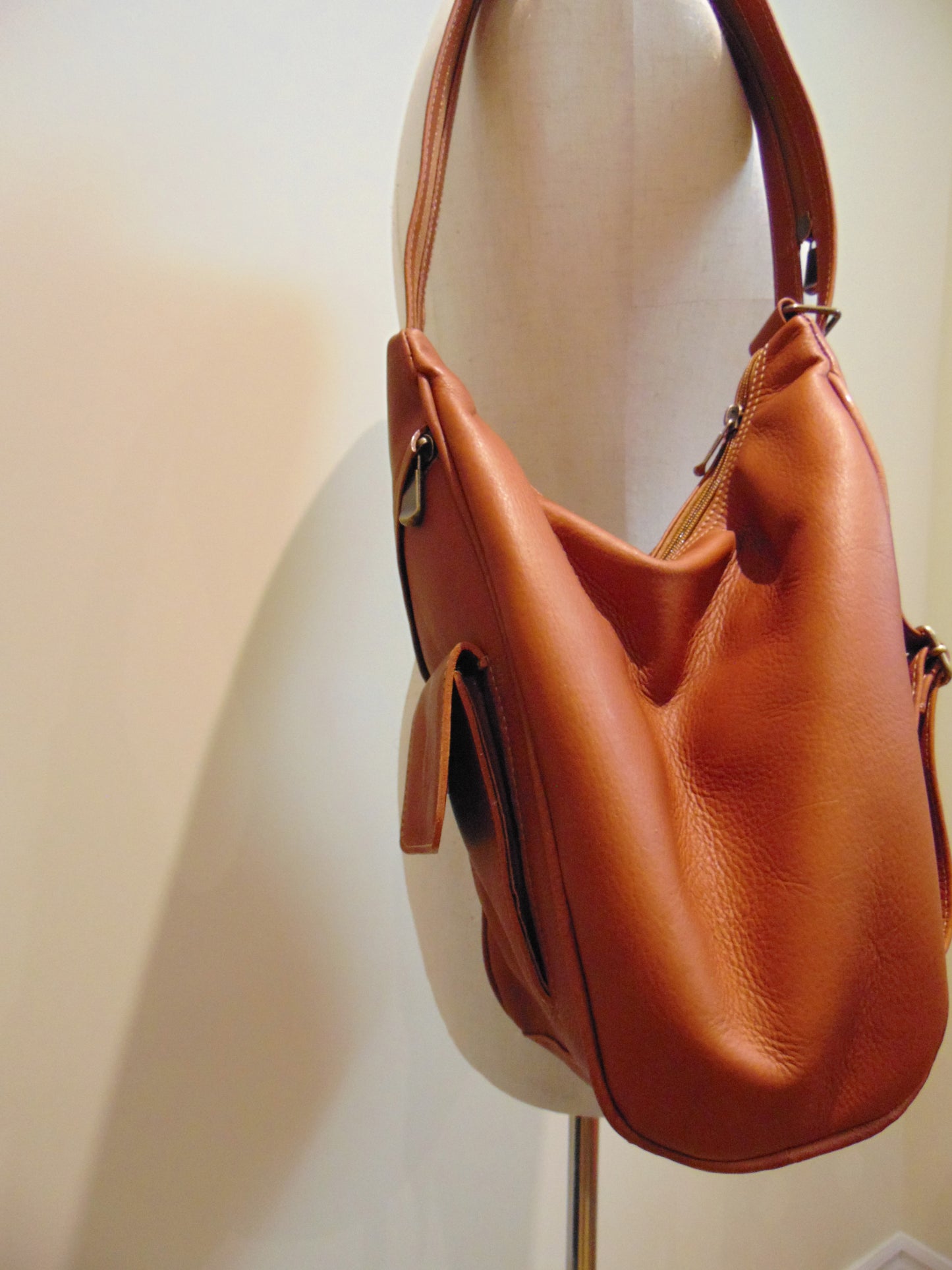 Small Tan Leather Backpack