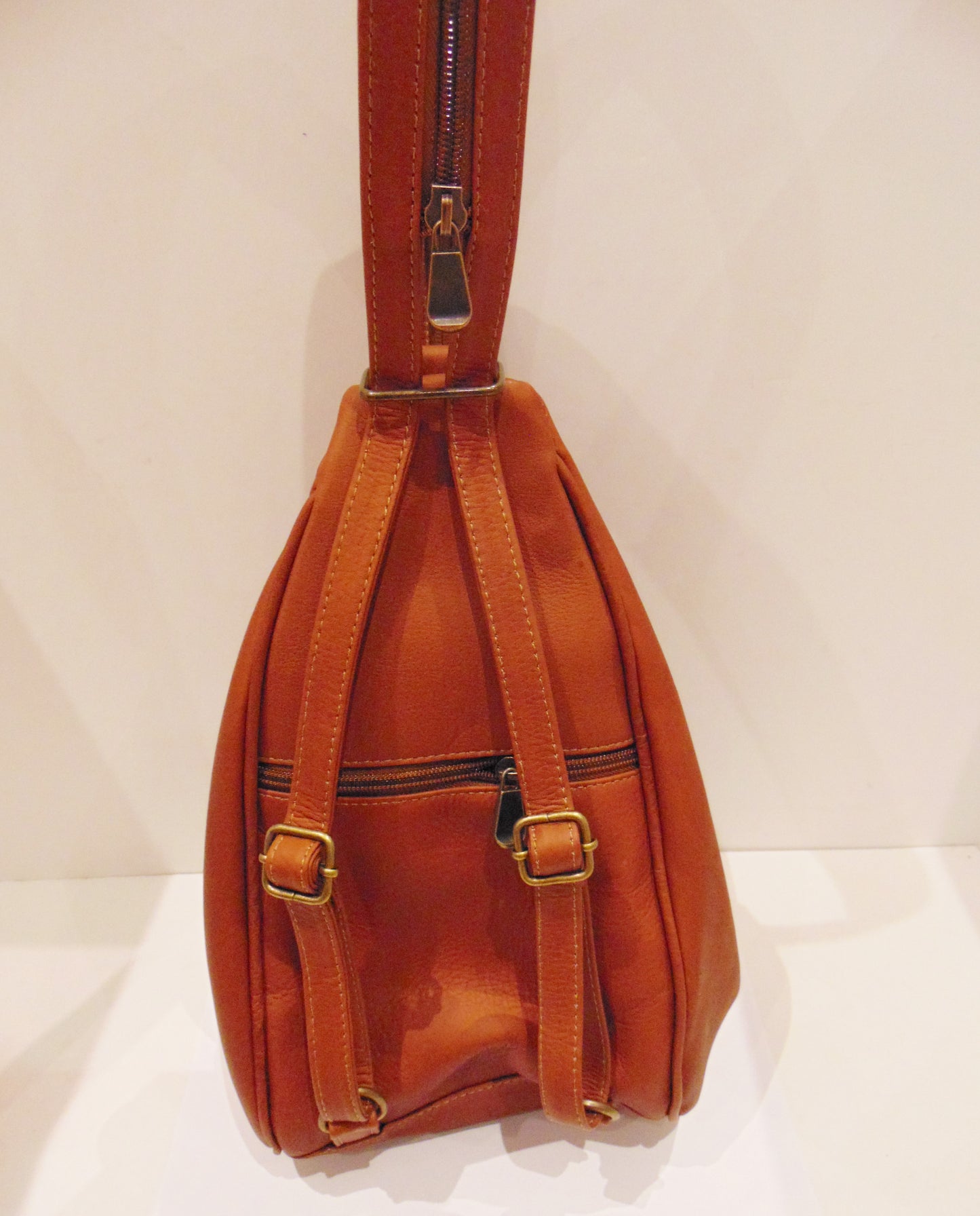 Small Tan Leather Backpack