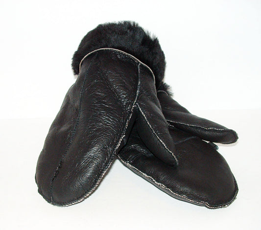 Black Sheepskin Shearling Mittens