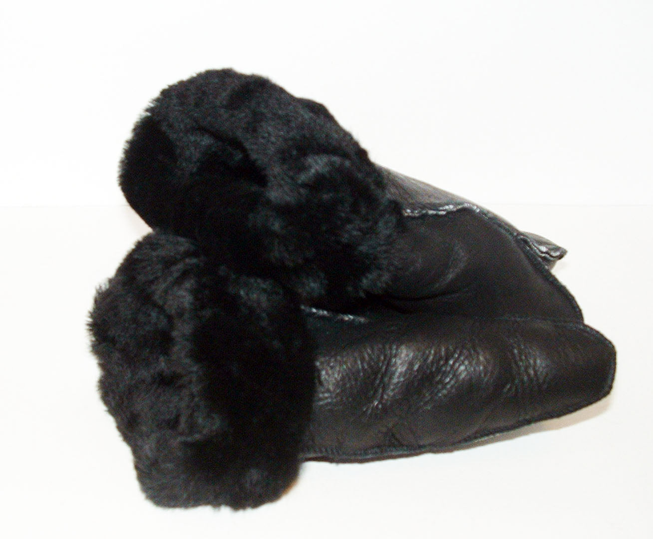 Black Sheepskin Shearling Mittens