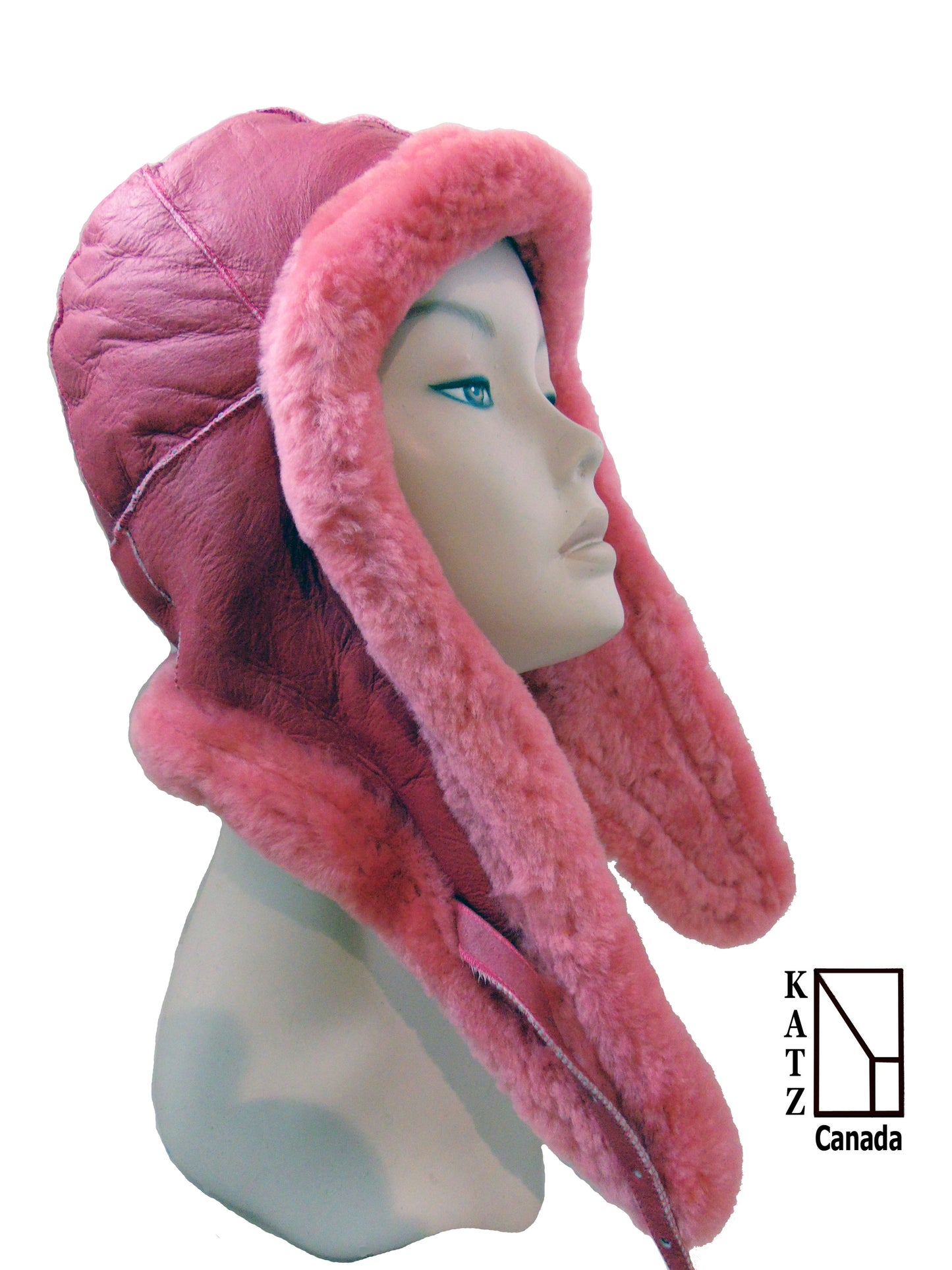 Pink Leather Bomber Hat