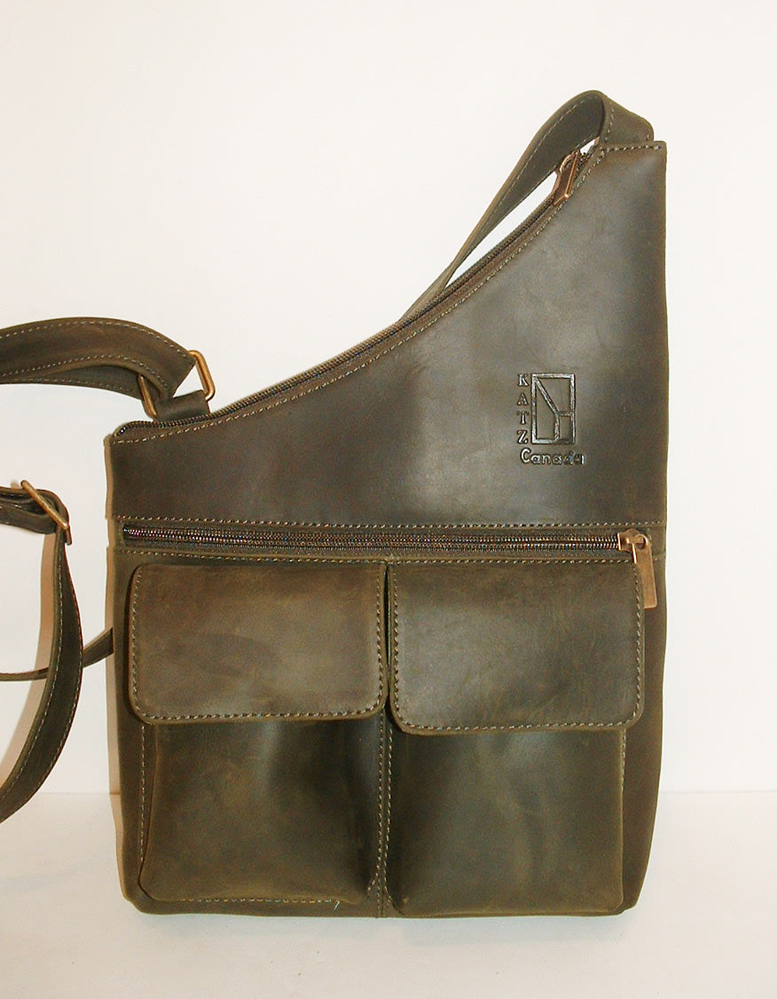 Green Leather Messenger Bag