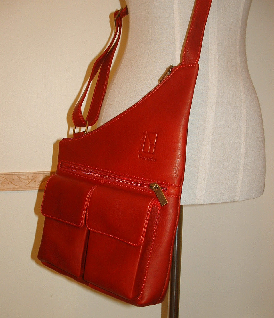 Red Leather Handbag Satchel