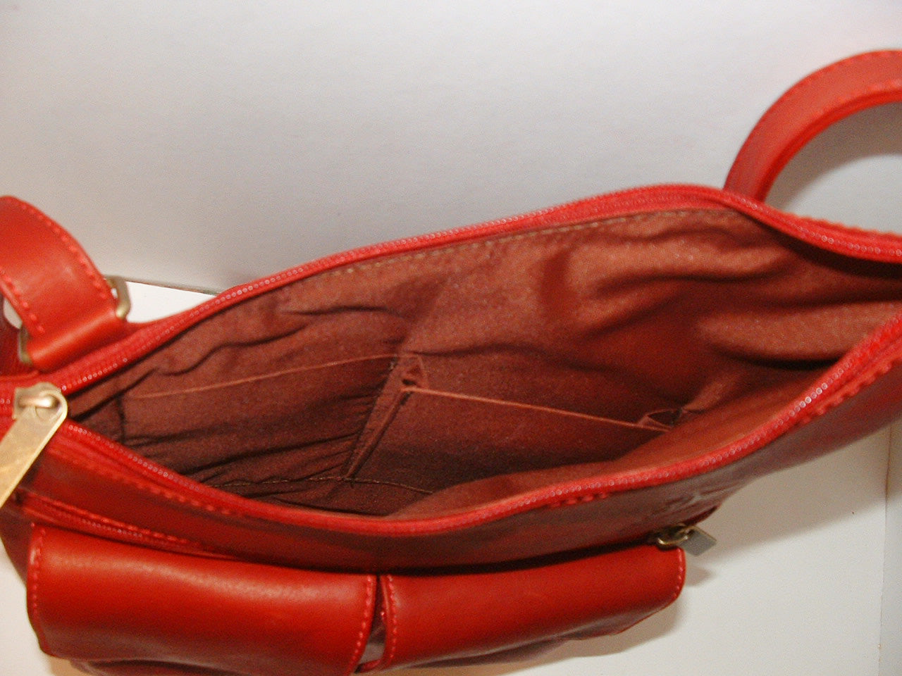 Red Leather Handbag Satchel