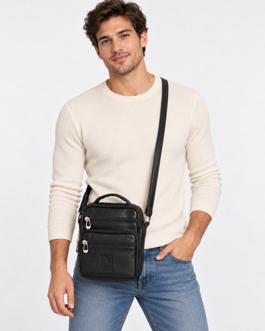 Black Leather Crossbody Bag