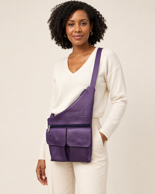 Purple Leather Handbag Satchel