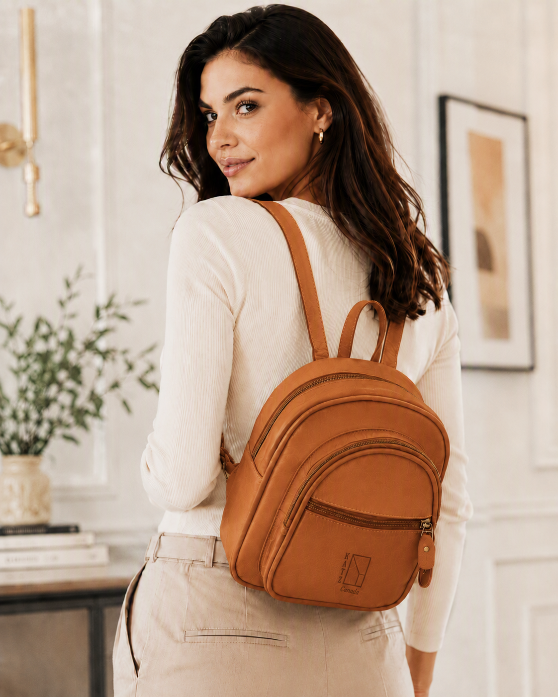 Small Tan Leather Rucksack