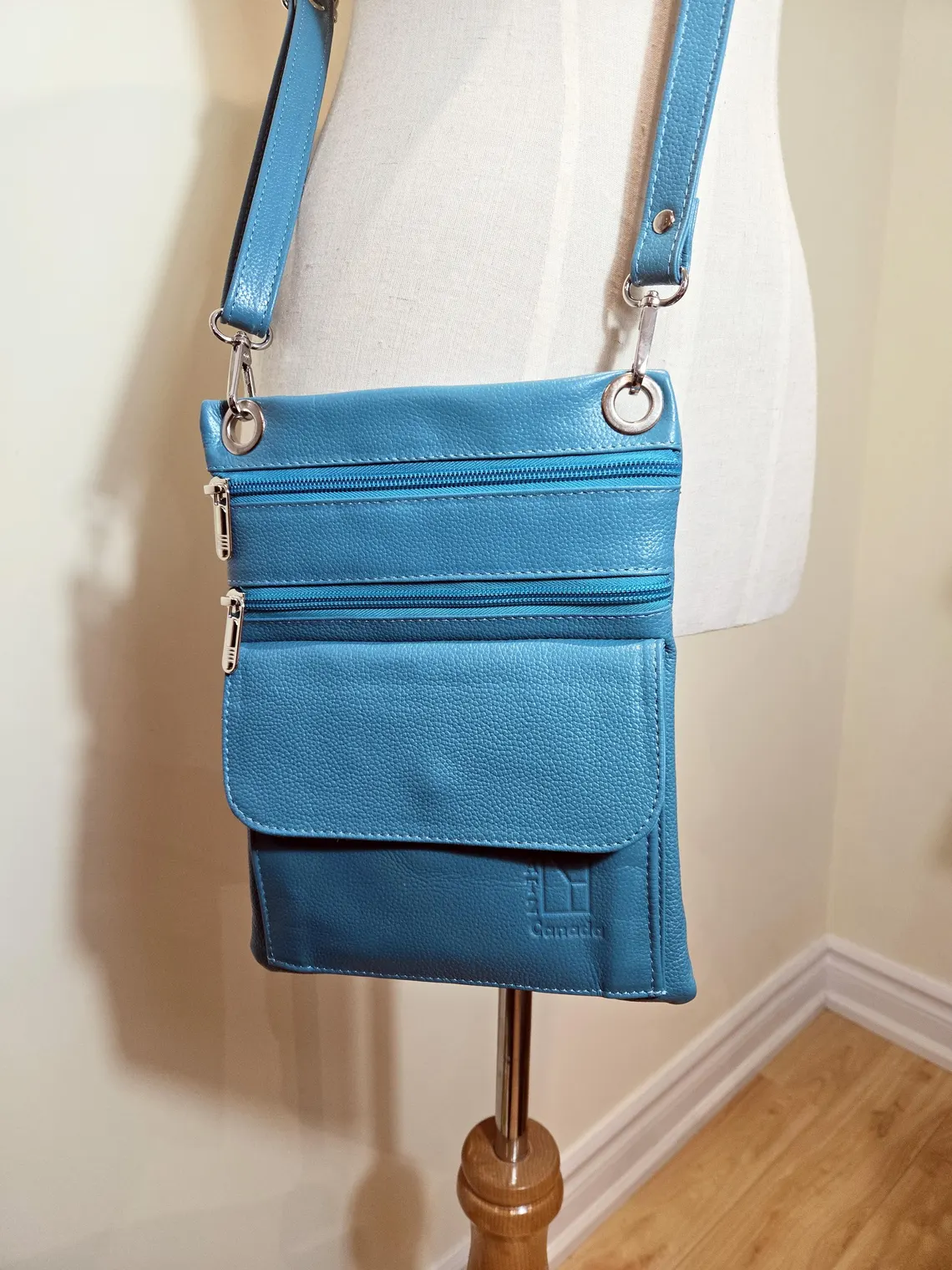 Turquoise Aqua Blue Leather Handbag