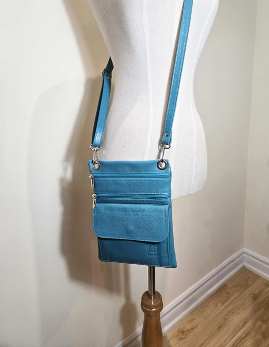 Turquoise Aqua Blue Leather Handbag