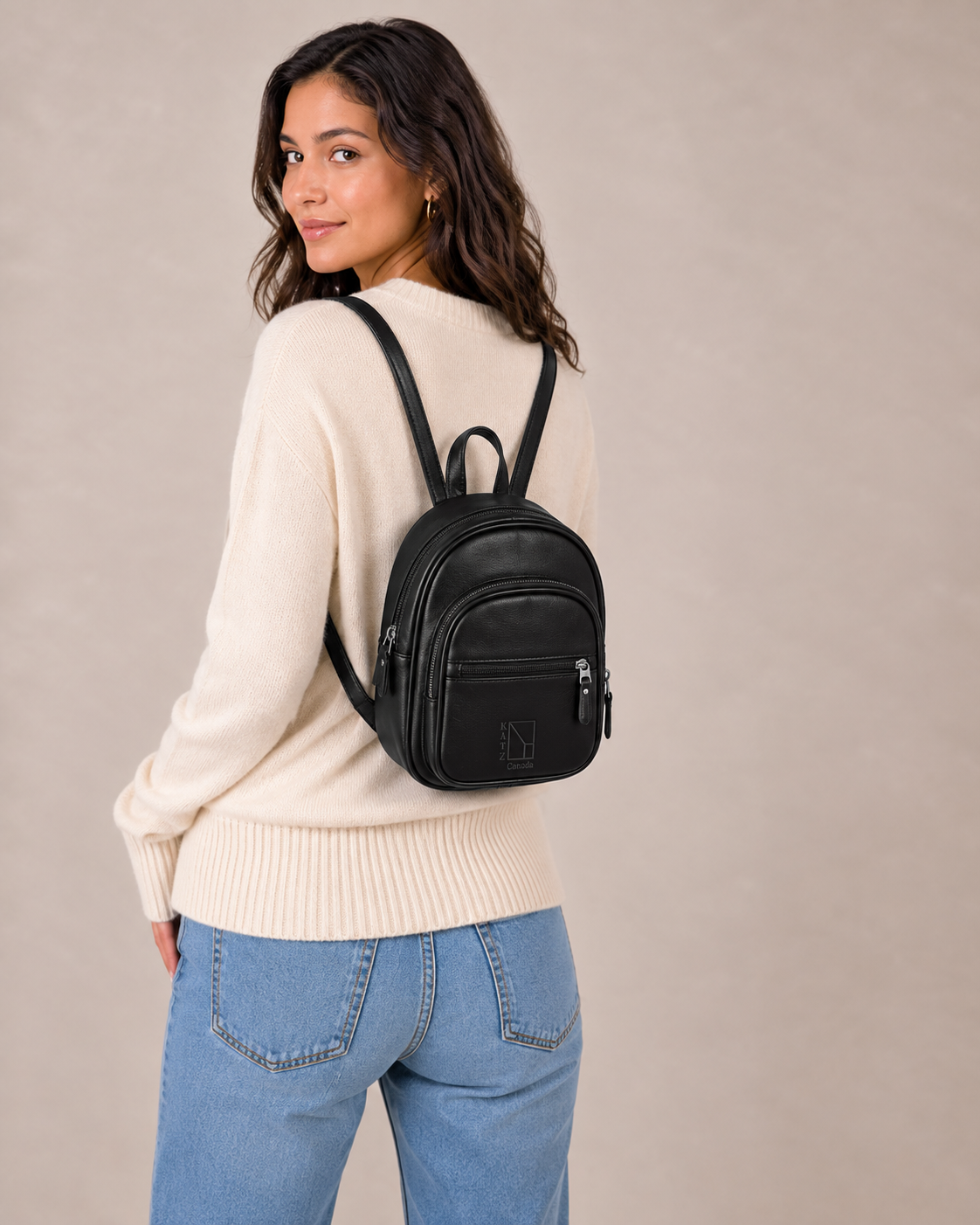 Black Leather Rucksack