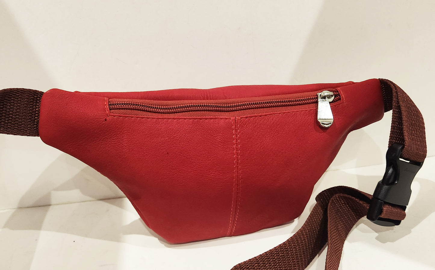 Red Leather Belt Bag Fanny Pack Waist Bag