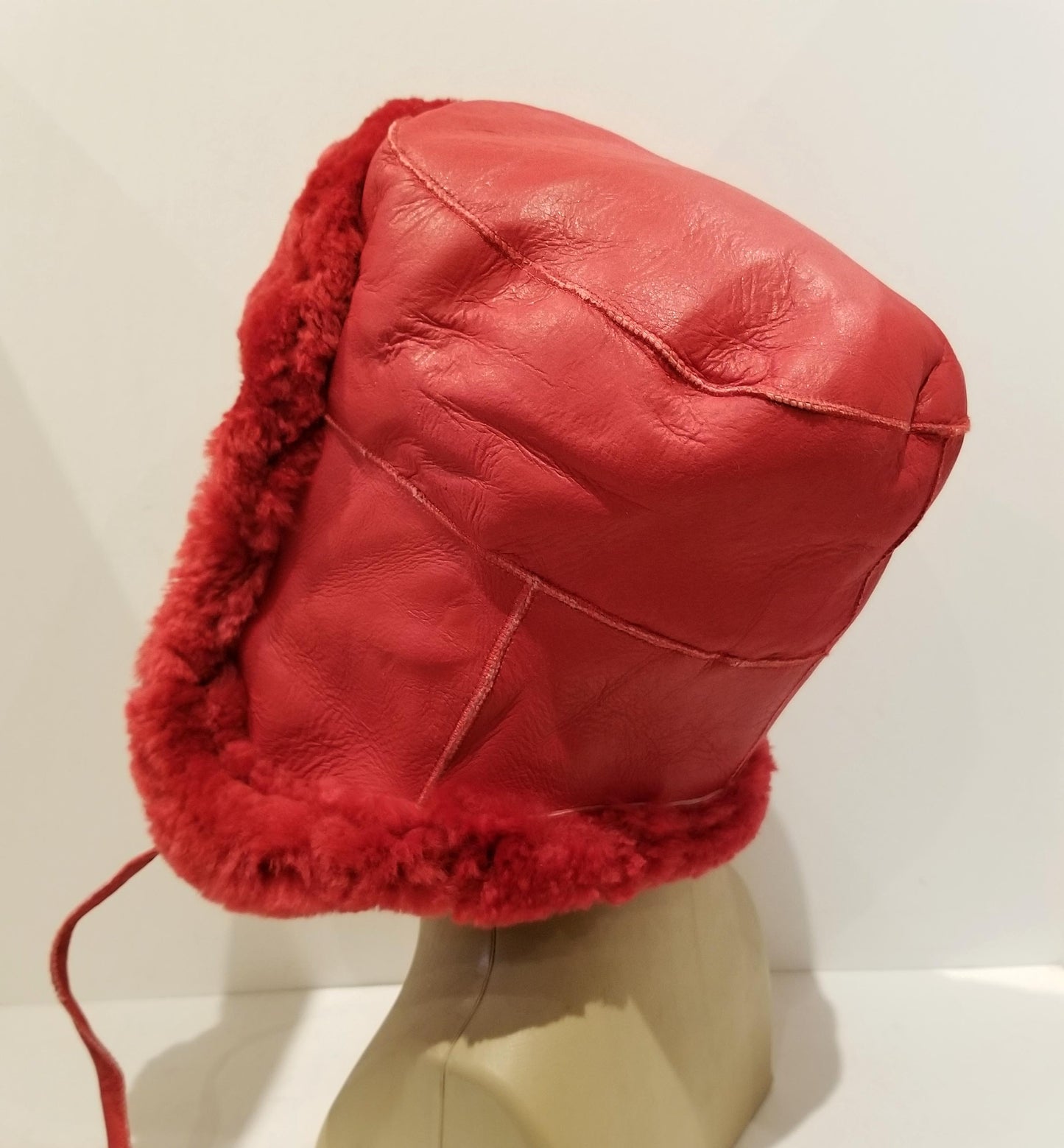Red Sheepskin Bomber Hat