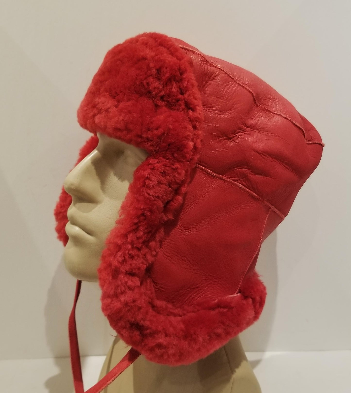 Red Sheepskin Bomber Hat