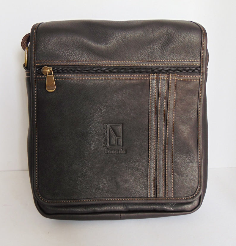 Leather Crossbody Bag for Men and Women - Dark Brown