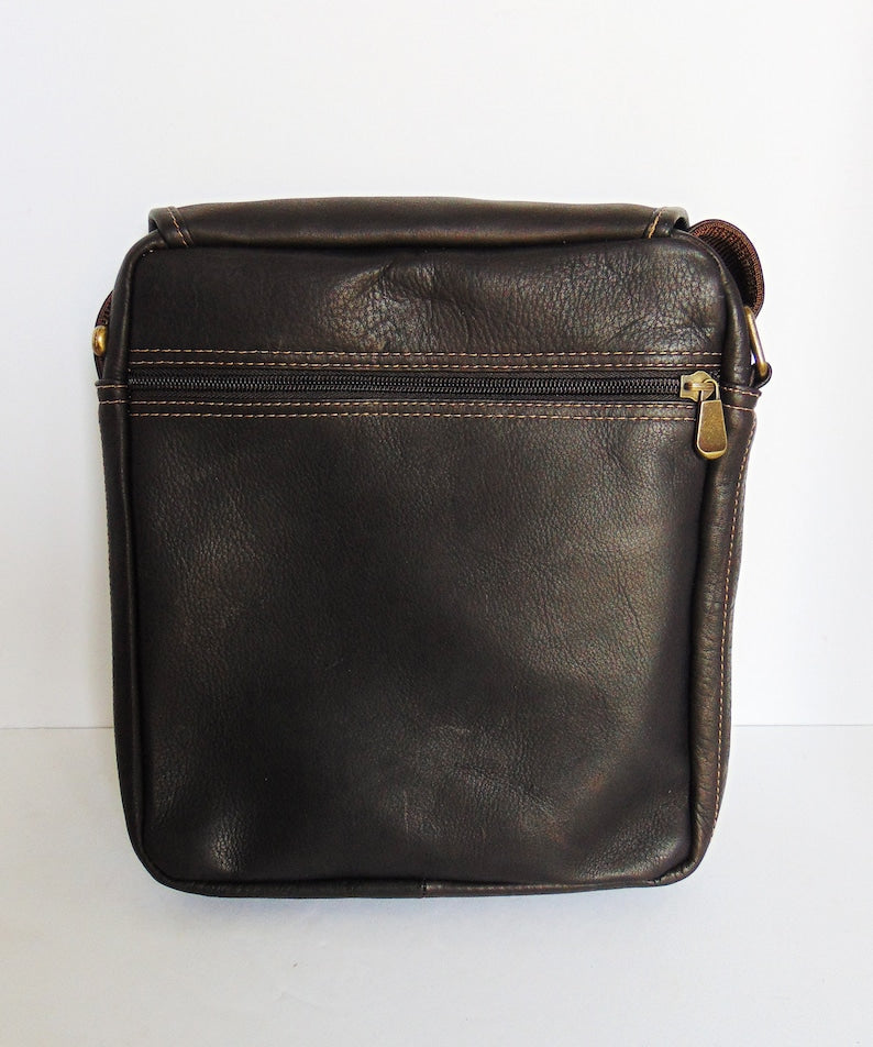 Leather Crossbody Bag for Men and Women - Dark Brown