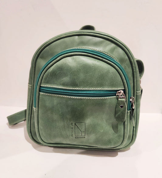 Small Green Leather Backpack