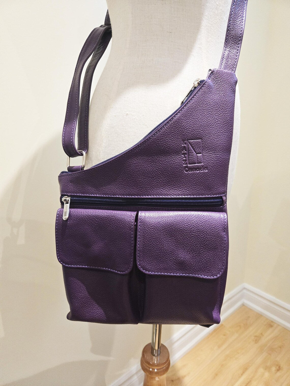 Purple Leather Handbag Satchel