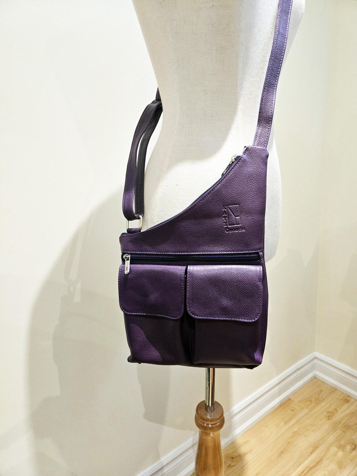 Purple Leather Handbag Satchel