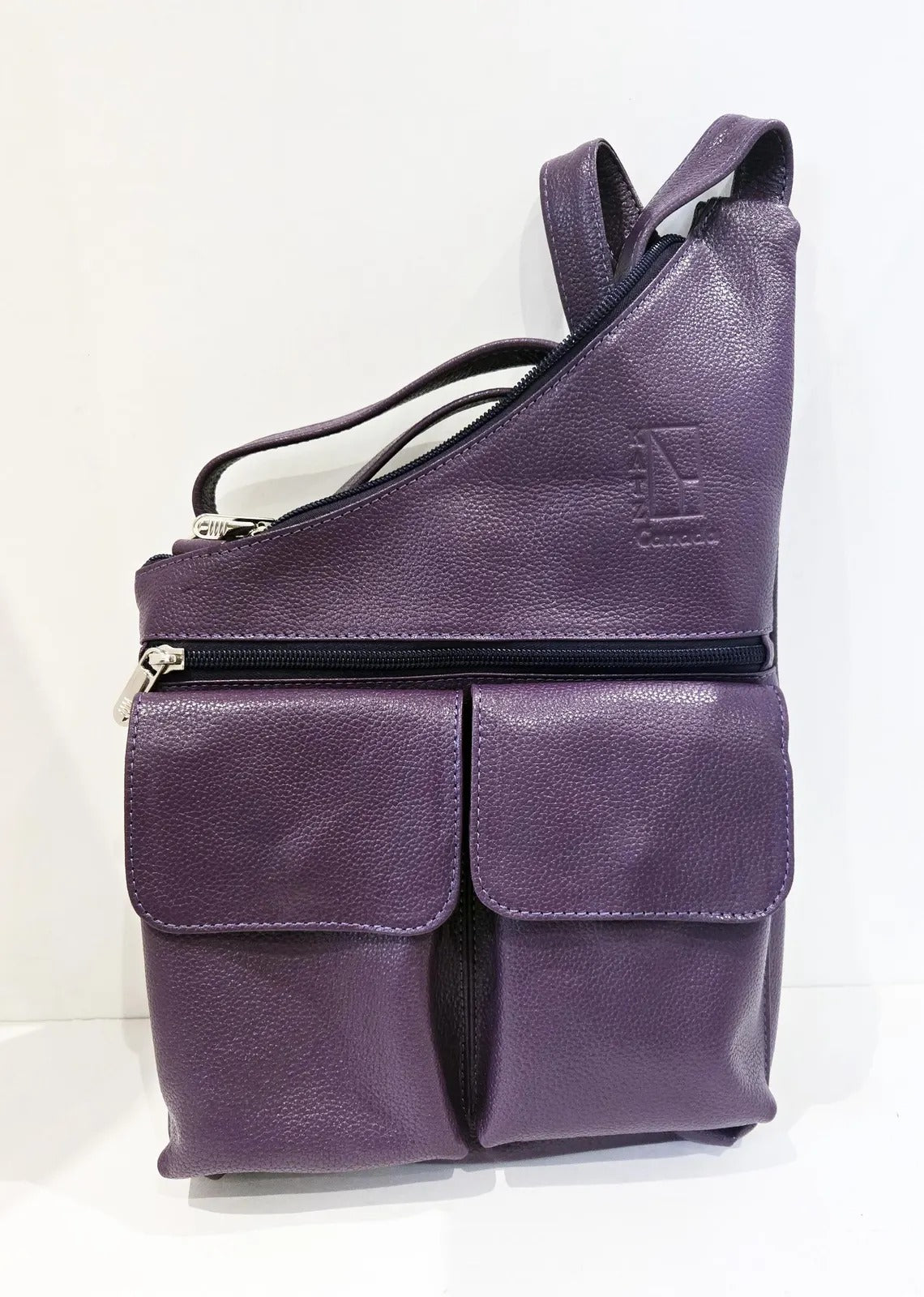 Purple Leather Handbag Satchel