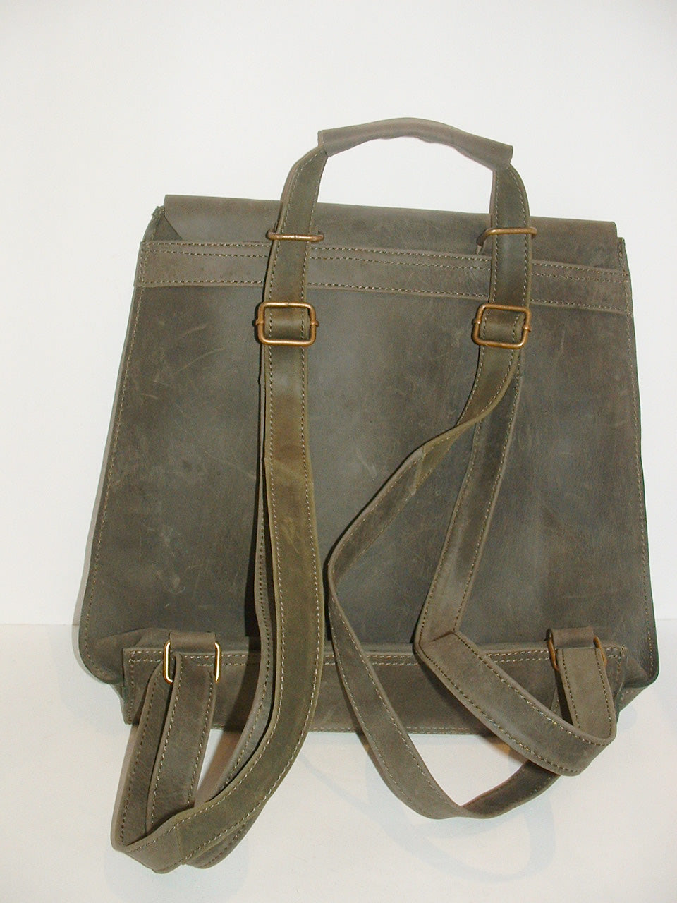 Green Waxed Leather Backpack